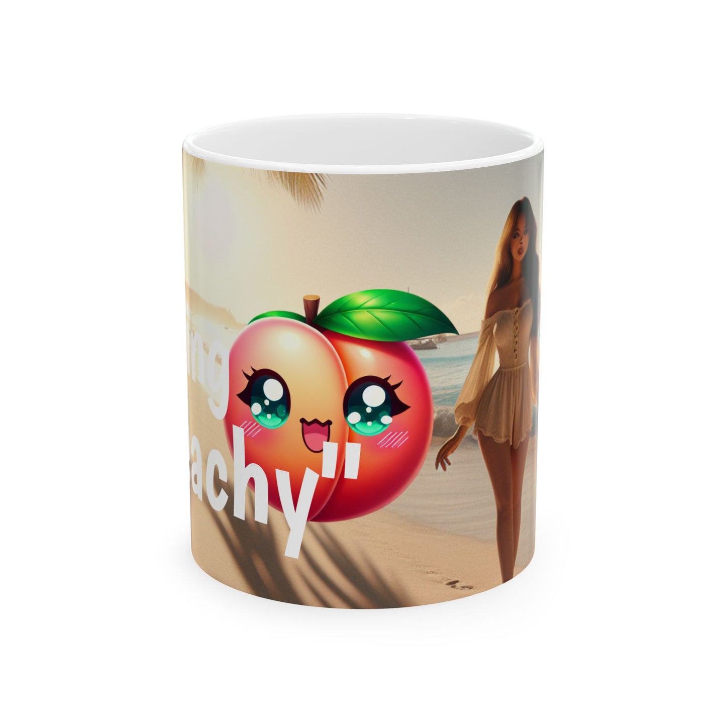 Mug - Peachy Vibes Ceramic Mug - Cute Peach Design, Fun Coffee Cup, Perfect Gift for Friends, Summer Decor