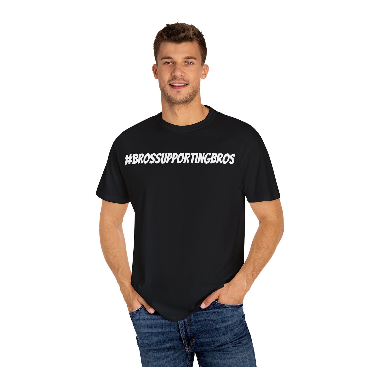 Bros Supporting Bros T-Shirt, Men's Graphic Tee, Gender-Neutral Unisex Top, Friendship Gift Shirt, Casual Tee for Guys