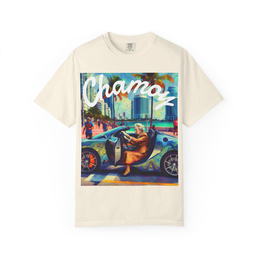 Queen Elizabeth in Miami Unisex T-shirt, British Royalty Tee, Funny Miami Beach Shirt, Vintage Style Graphic Tee, Gift for History Buffs