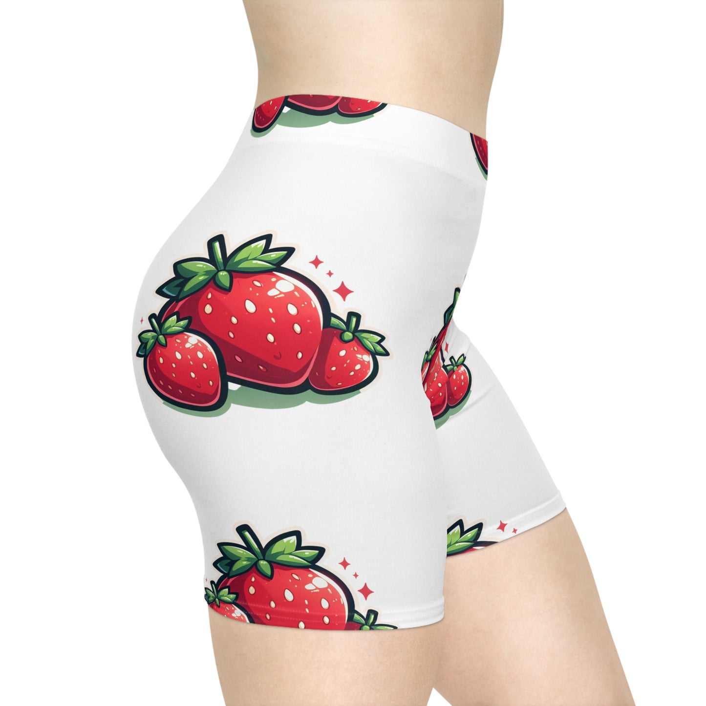 Strawberry Print Biker Shorts for woman.