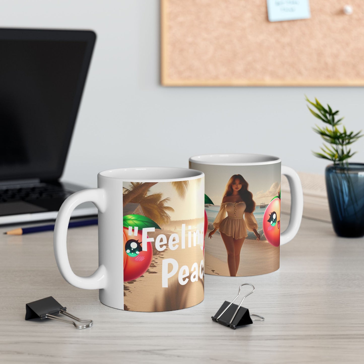 Mug - Peachy Vibes Ceramic Mug - Cute Peach Design, Fun Coffee Cup, Perfect Gift for Friends, Summer Decor