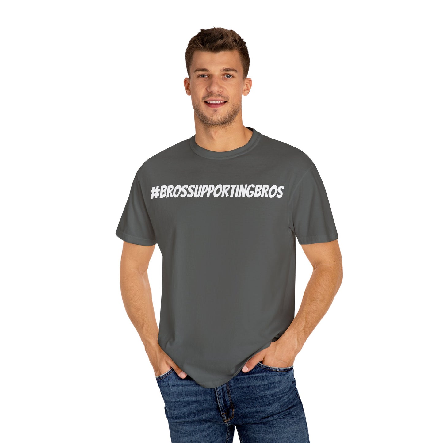 Bros Supporting Bros T-Shirt, Men's Graphic Tee, Gender-Neutral Unisex Top, Friendship Gift Shirt, Casual Tee for Guys