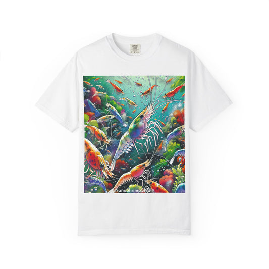 Vibrant Shrimp Art T-Shirt, Seafood Lover Tee, Ocean Life Graphic Shirt, Beach Vacation Top, Coastal Theme Clothing