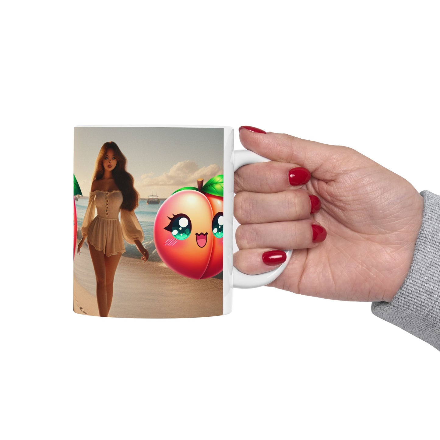 Mug - Peachy Vibes Ceramic Mug - Cute Peach Design, Fun Coffee Cup, Perfect Gift for Friends, Summer Decor