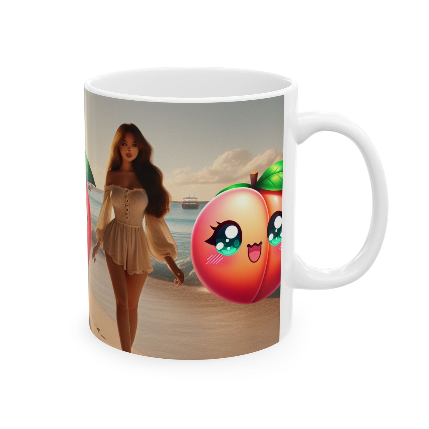 Mug - Peachy Vibes Ceramic Mug - Cute Peach Design, Fun Coffee Cup, Perfect Gift for Friends, Summer Decor