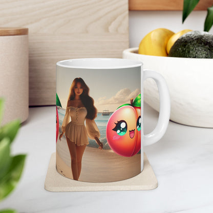 Mug - Peachy Vibes Ceramic Mug - Cute Peach Design, Fun Coffee Cup, Perfect Gift for Friends, Summer Decor
