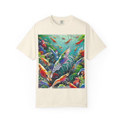 Vibrant Shrimp Art T-Shirt, Seafood Lover Tee, Ocean Life Graphic Shirt, Beach Vacation Top, Coastal Theme Clothing