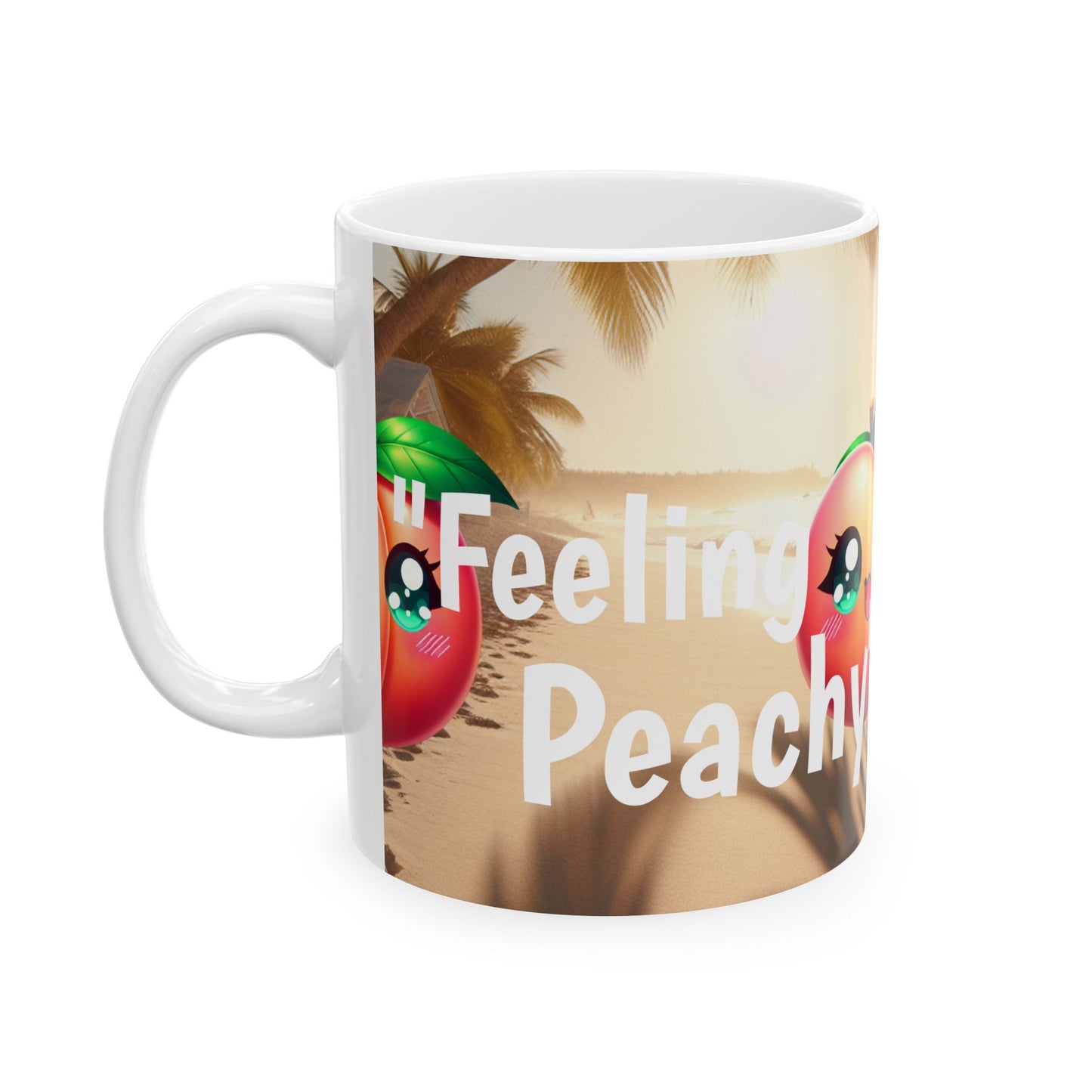 Mug - Peachy Vibes Ceramic Mug - Cute Peach Design, Fun Coffee Cup, Perfect Gift for Friends, Summer Decor