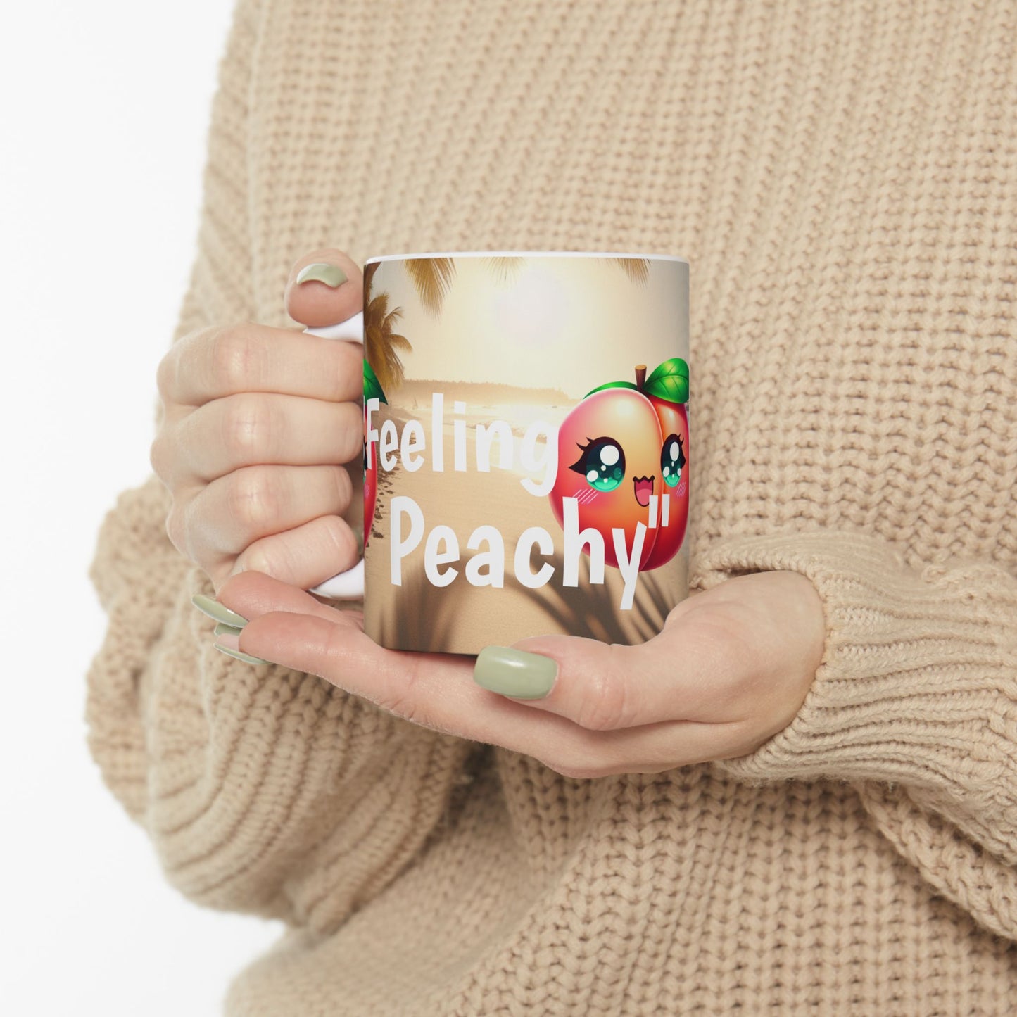Mug - Peachy Vibes Ceramic Mug - Cute Peach Design, Fun Coffee Cup, Perfect Gift for Friends, Summer Decor