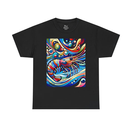 Vibrant Shrimp Tee, Unique Ocean Graphic T-Shirt, Colorful Sea Creature Top, Beach Vibes Shirt, Coastal Art Apparel