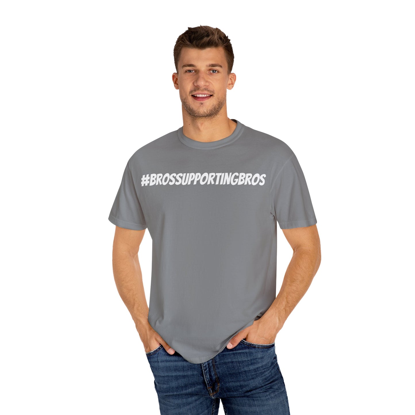Bros Supporting Bros T-Shirt, Men's Graphic Tee, Gender-Neutral Unisex Top, Friendship Gift Shirt, Casual Tee for Guys