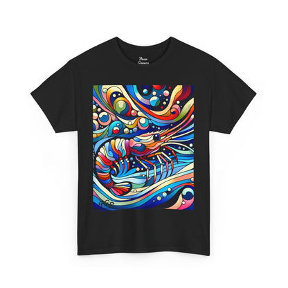 Vibrant Shrimp Tee, Unique Ocean Graphic T-Shirt, Colorful Sea Creature Top, Beach Vibes Shirt, Coastal Art Apparel