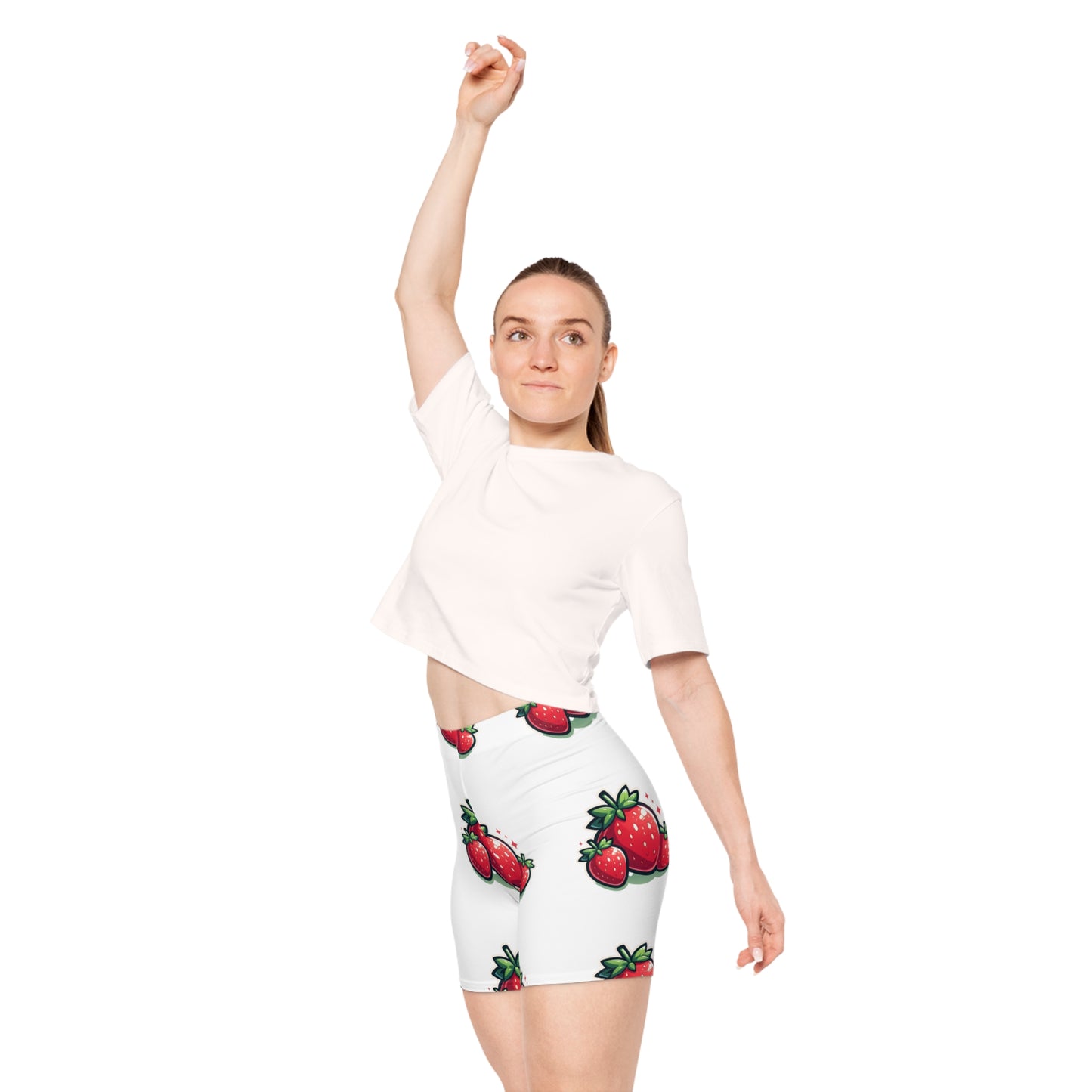 Strawberry Print Biker Shorts for woman.
