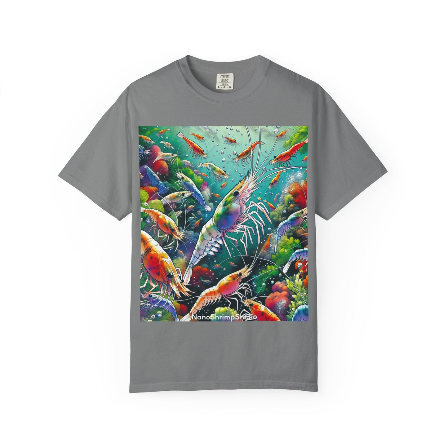Vibrant Shrimp Art T-Shirt, Seafood Lover Tee, Ocean Life Graphic Shirt, Beach Vacation Top, Coastal Theme Clothing