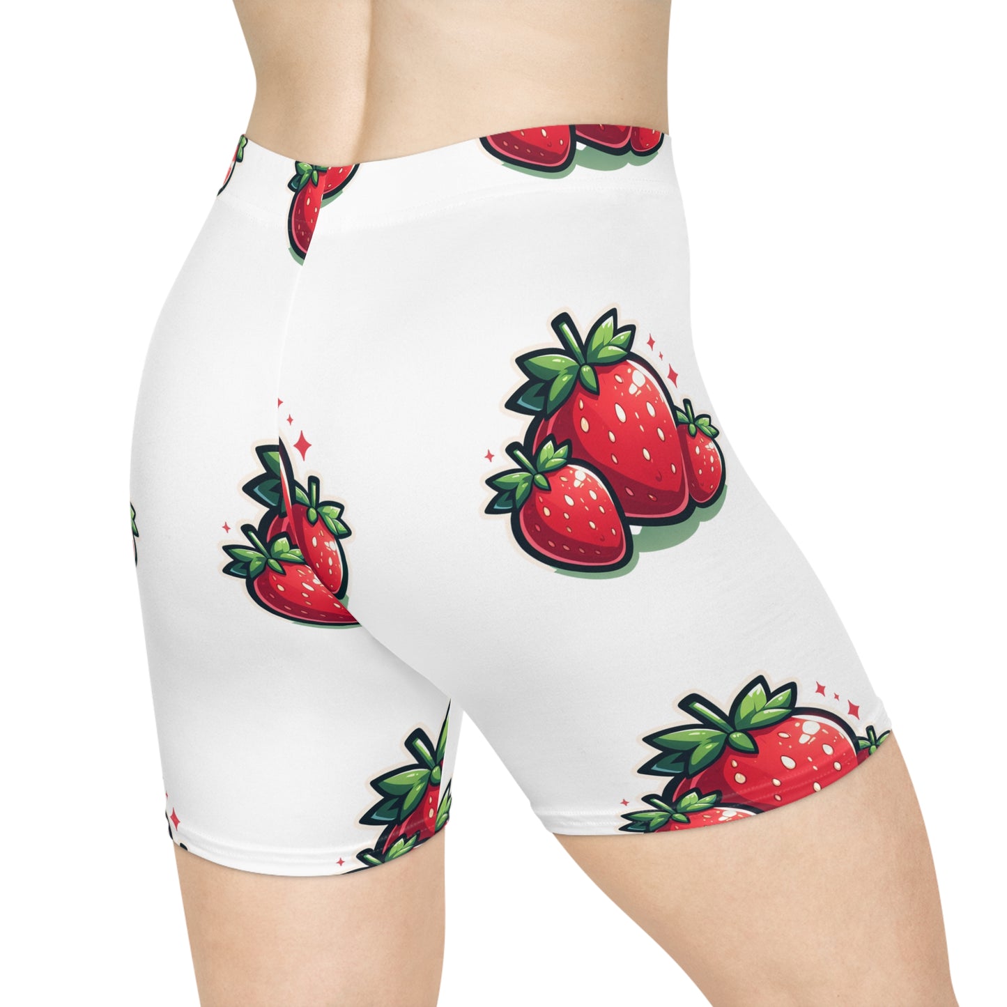Strawberry Print Biker Shorts for woman.