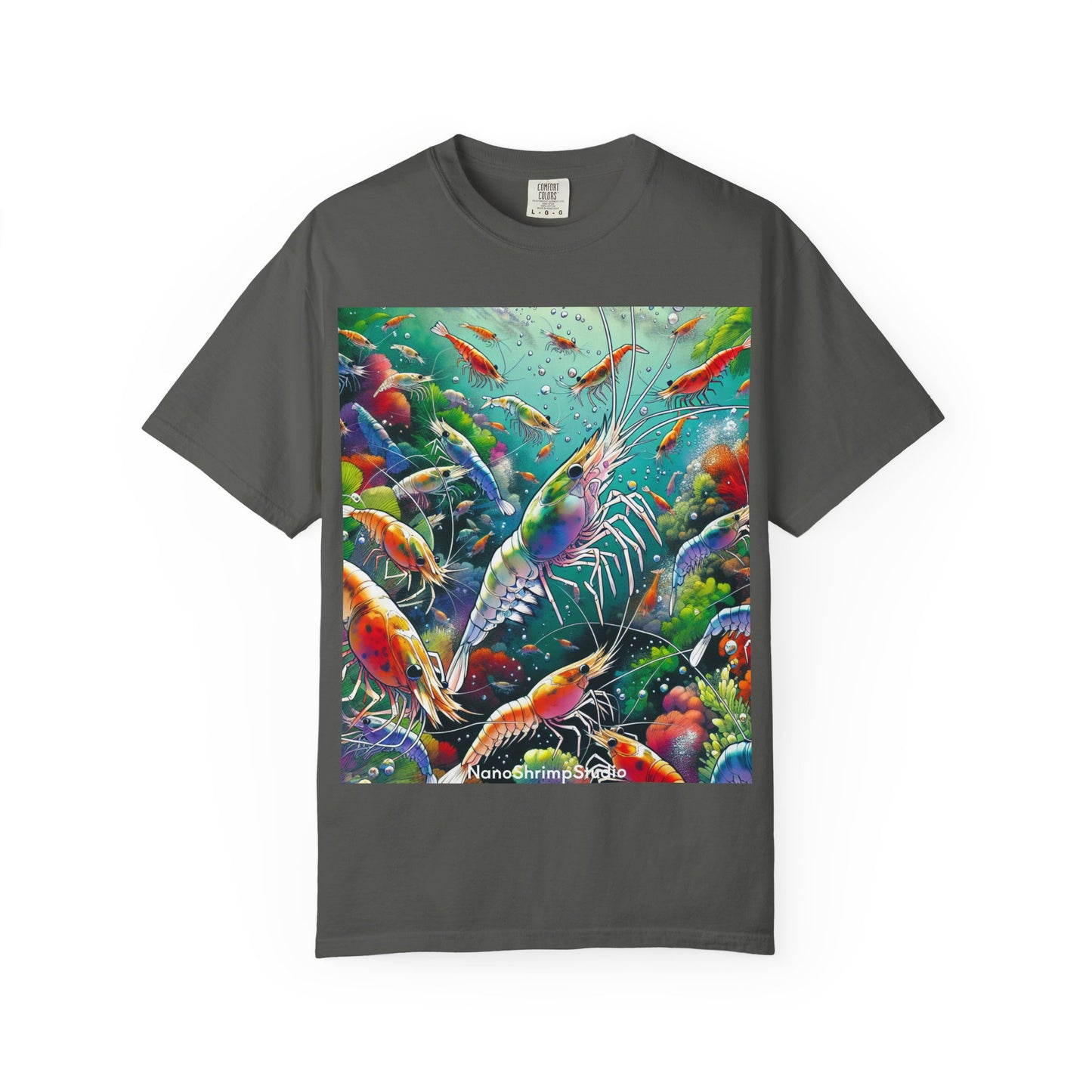 Vibrant Shrimp Art T-Shirt, Seafood Lover Tee, Ocean Life Graphic Shirt, Beach Vacation Top, Coastal Theme Clothing