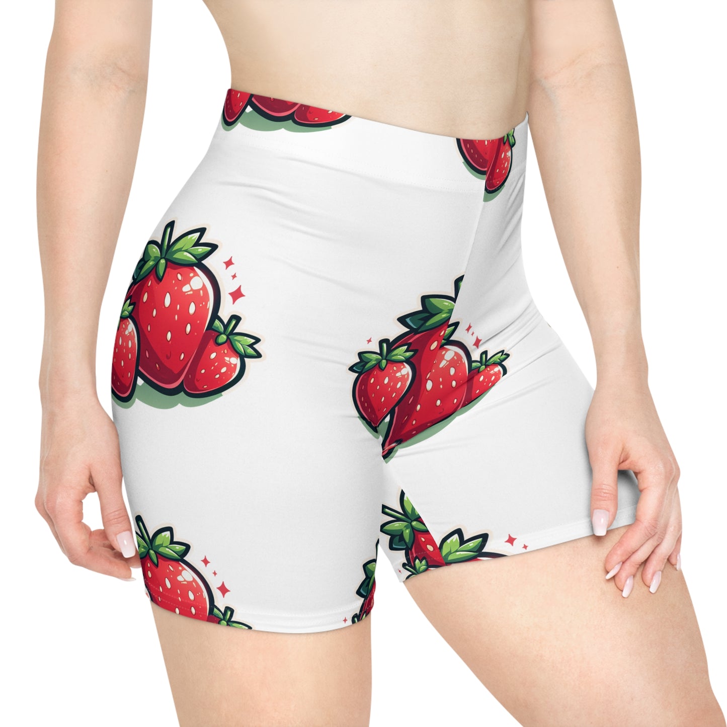 Strawberry Print Biker Shorts for woman.